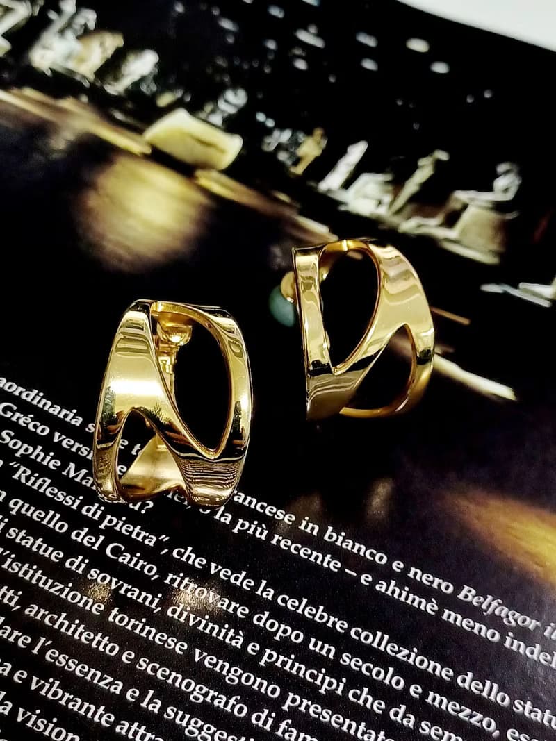 vintage jewelry  NAPIER 金色現代藝術風格 夾式耳環