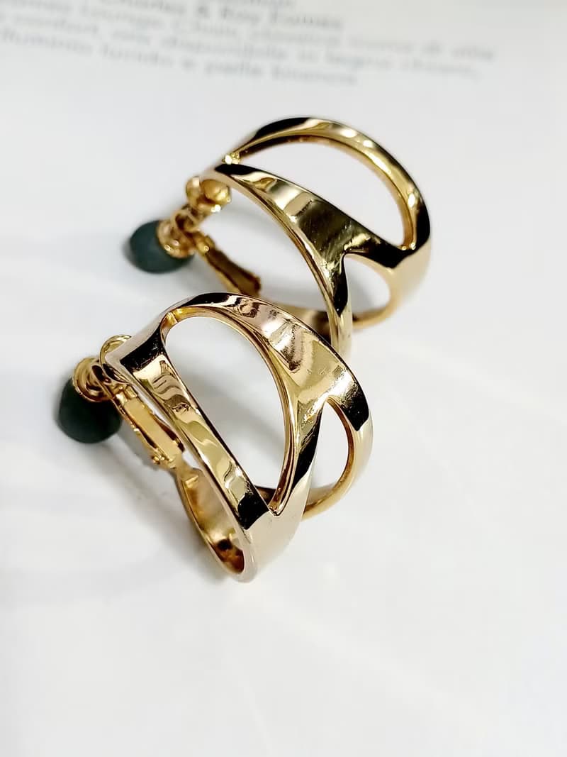 vintage jewelry  NAPIER 金色現代藝術風格 夾式耳環