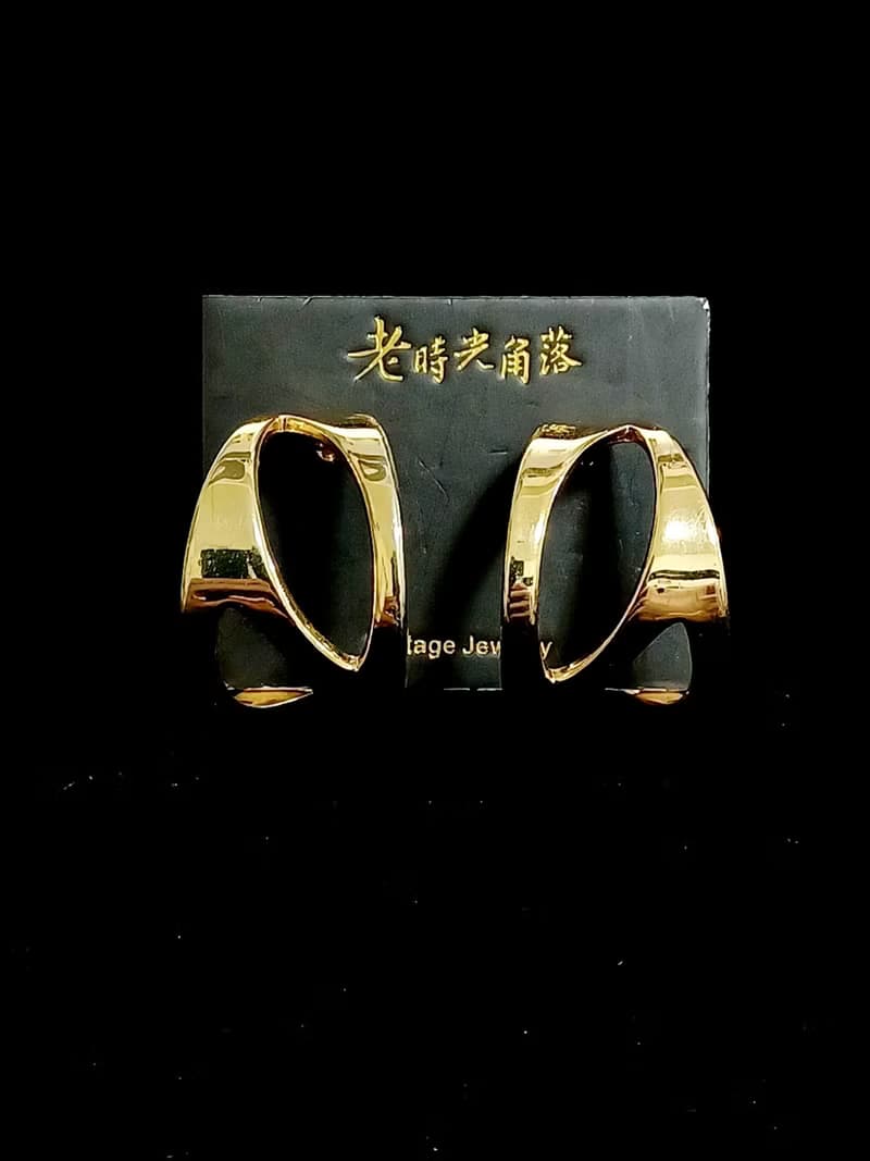vintage jewelry  NAPIER 金色現代藝術風格 夾式耳環