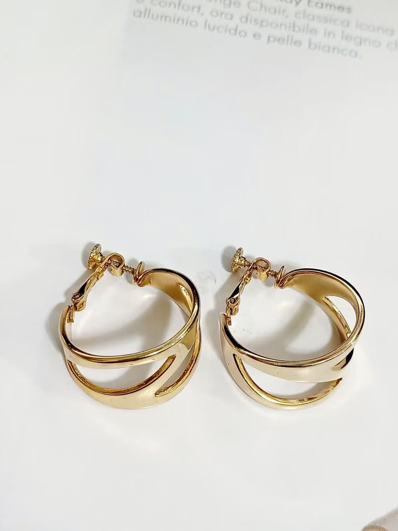 vintage jewelry  NAPIER 金色現代藝術風格 夾式耳環