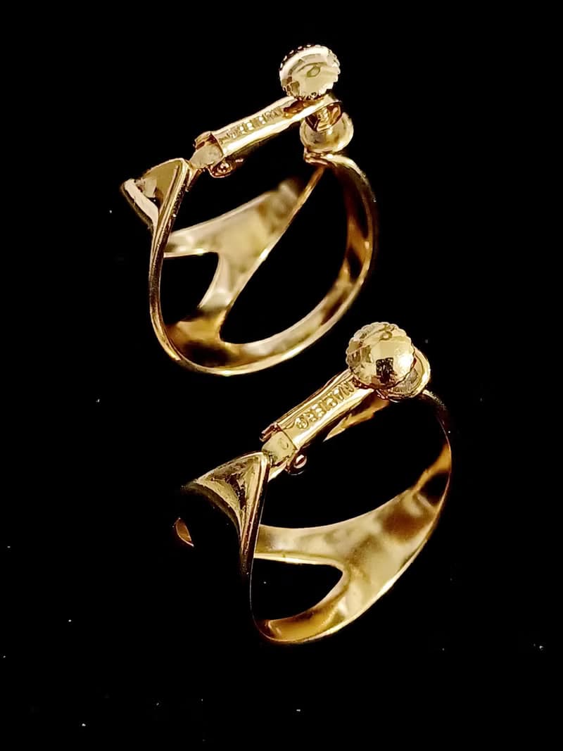 vintage jewelry  NAPIER 金色現代藝術風格 夾式耳環