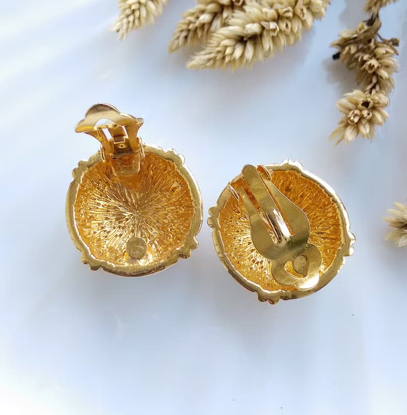 Vintage Jewelry 西洋古董飾品 普普 白琺瑯 摩登 夾式耳環