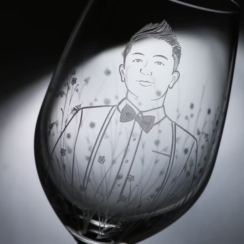 (一對價)425cc【花園婚禮結婚對杯】(寫實版)肖像酒杯組 結婚禮物