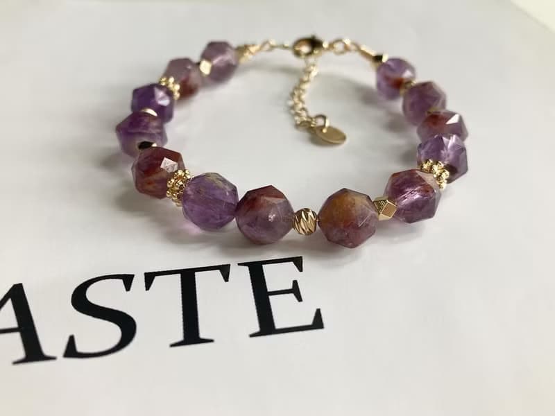 提高靈感智慧財運切面紫幽靈水晶手鍊