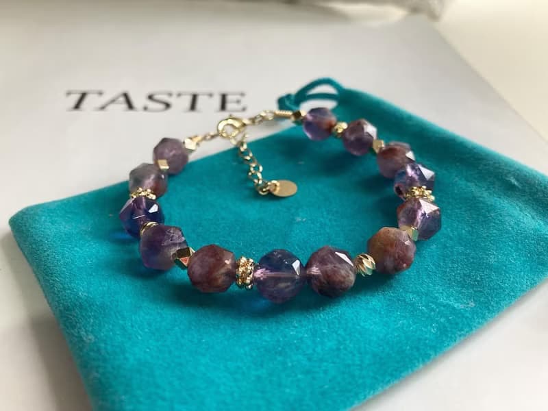 提高靈感智慧財運切面紫幽靈水晶手鍊