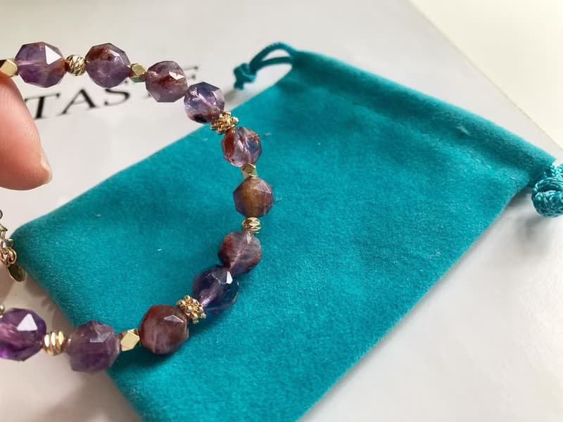 提高靈感智慧財運切面紫幽靈水晶手鍊