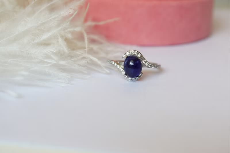 Natural Blue Sapphire Ring Silver 925