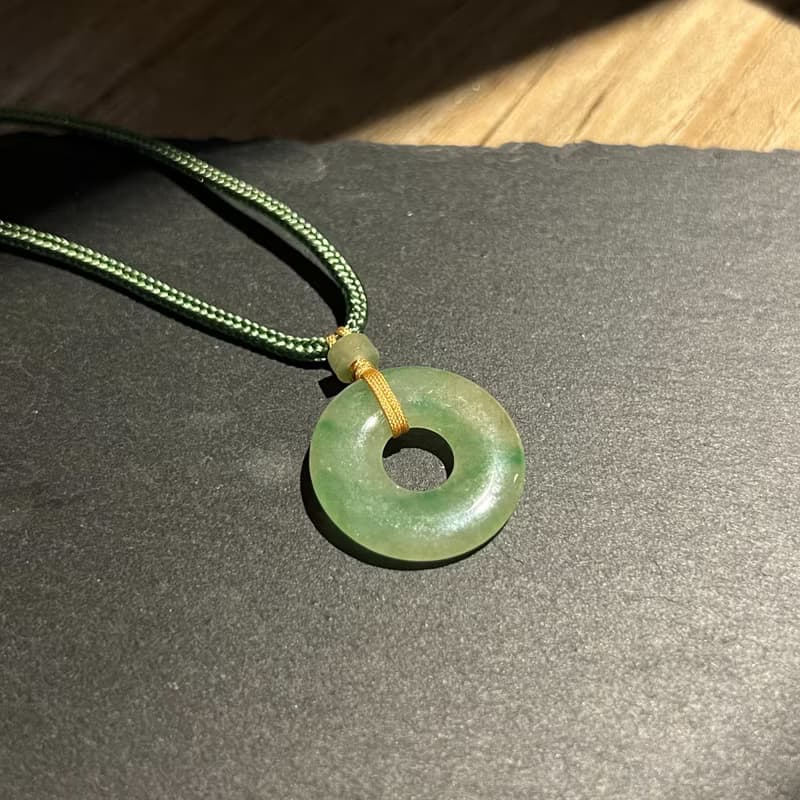 甜甜圈 | 冰飄綠黃底古錢 平安扣