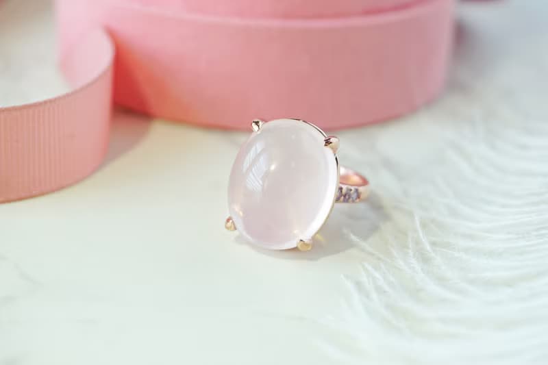 Natural Rosequartz and Tanzanite 23 Cts Ring Sterling Silver 925.
