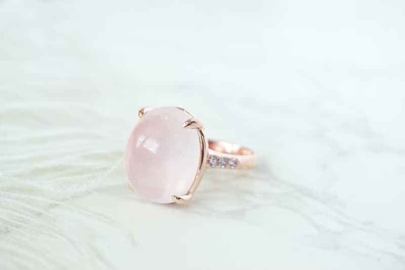 Natural Rosequartz and Tanzanite 23 Cts Ring Sterling Silver 925.