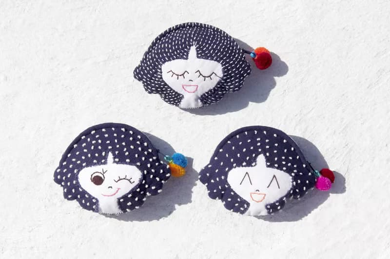 情人節禮物 母親節禮物 限量手工 手工藍染刺繡零錢包 / 收納包 / 小包 / 雜物包 / 耳機收納袋 / 悠遊卡套 - 藍色女孩 indigo藍染手工刺繡包