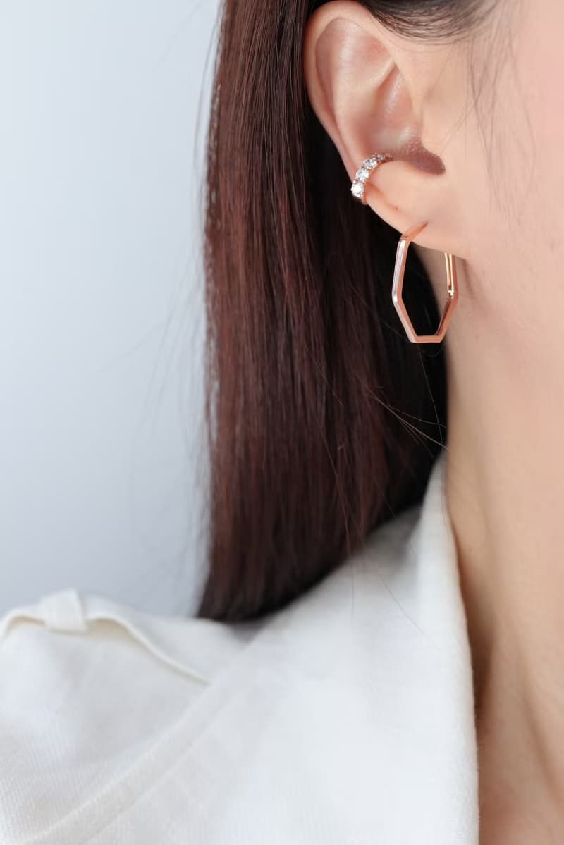 純14K Cubic Cuff Earring 排鑽耳夾耳環(單個)