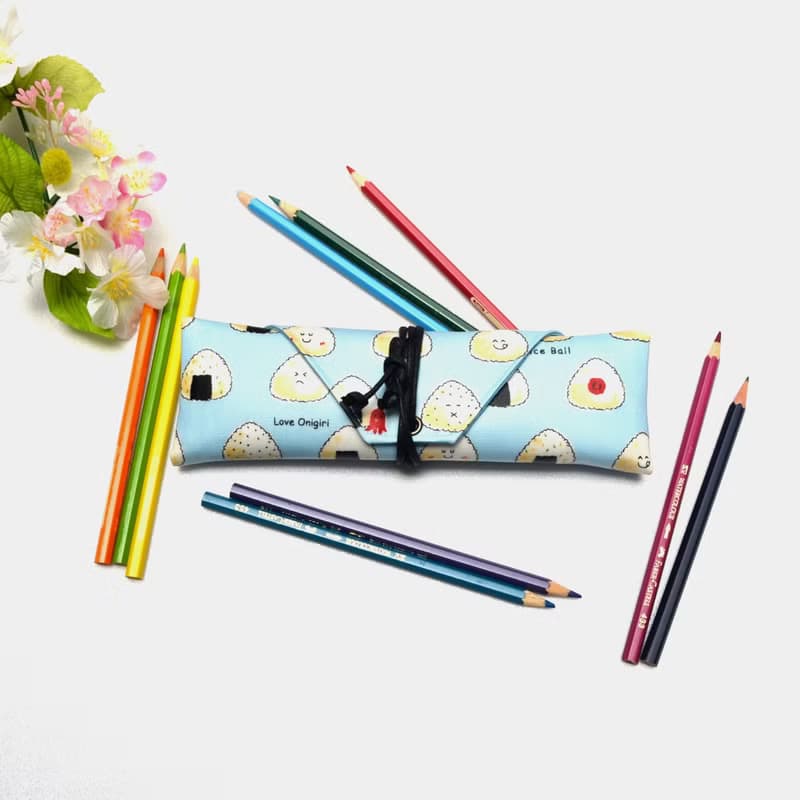 可愛飯糰-粉藍餐具包/筆收納袋 筆袋 餐具套 餐具袋 收納 環保