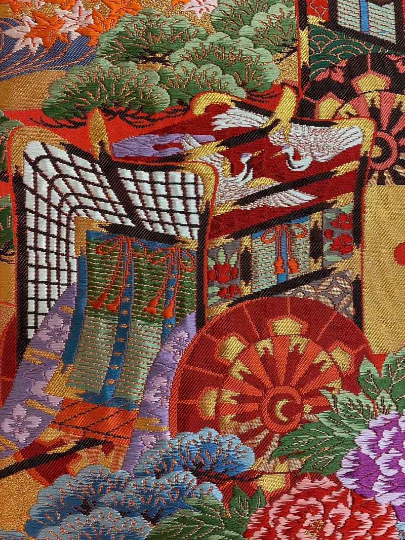 色打掛からつくるきものアート　vintage fabric 御所車 和モダン アートパネル 和風インテリア プレゼント お祝い 縁起物 額装インテリア　37