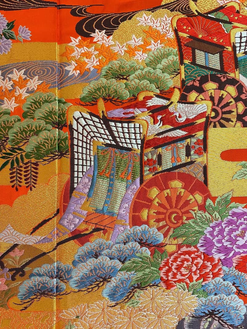 色打掛からつくるきものアート　vintage fabric 御所車 和モダン アートパネル 和風インテリア プレゼント お祝い 縁起物 額装インテリア　37