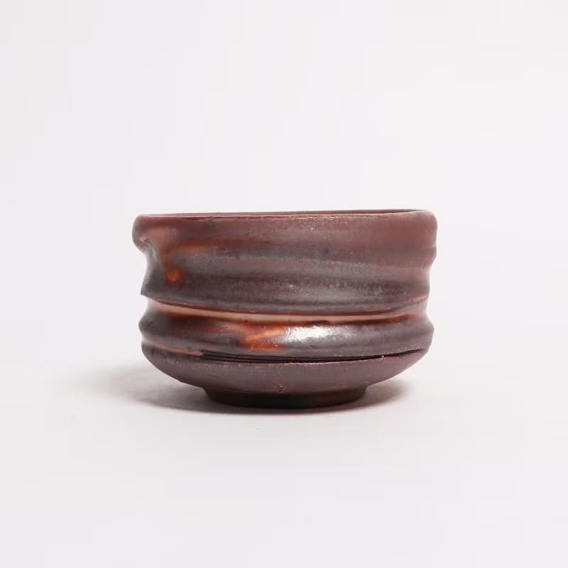 明芽窯 l 柴燒志野旋紋茶碗 陶器 陶藝品 茶具 H6