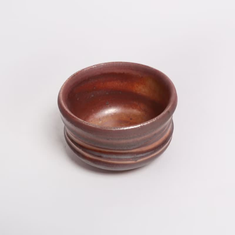 明芽窯 l 柴燒志野旋紋茶碗 陶器 陶藝品 茶具 H6