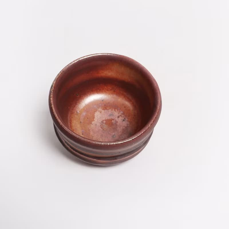 明芽窯 l 柴燒志野旋紋茶碗 陶器 陶藝品 茶具 H6