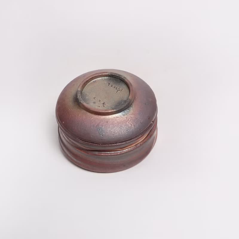 明芽窯 l 柴燒志野旋紋茶碗 陶器 陶藝品 茶具 H6