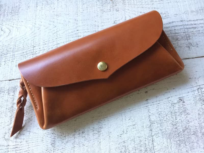 JAPANレザー　カード12枚長財布 series-envelope　オレンジブラウン