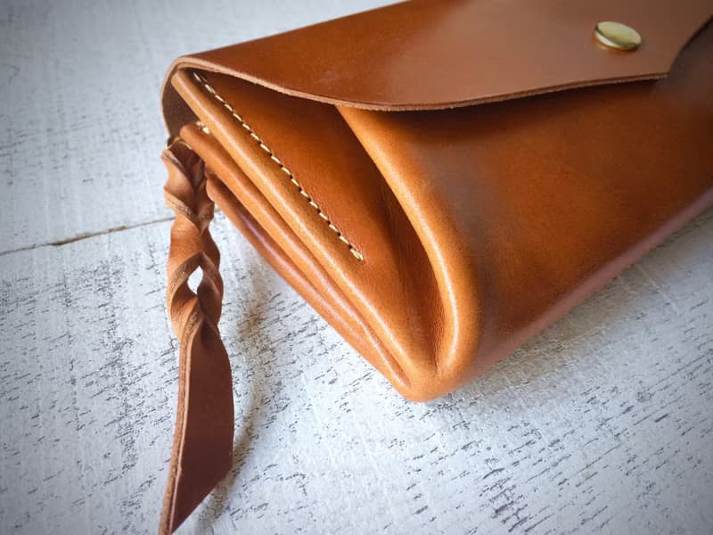 JAPANレザー　カード12枚長財布 series-envelope　オレンジブラウン