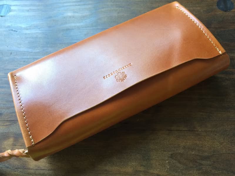 JAPANレザー　カード12枚長財布 series-envelope　オレンジブラウン