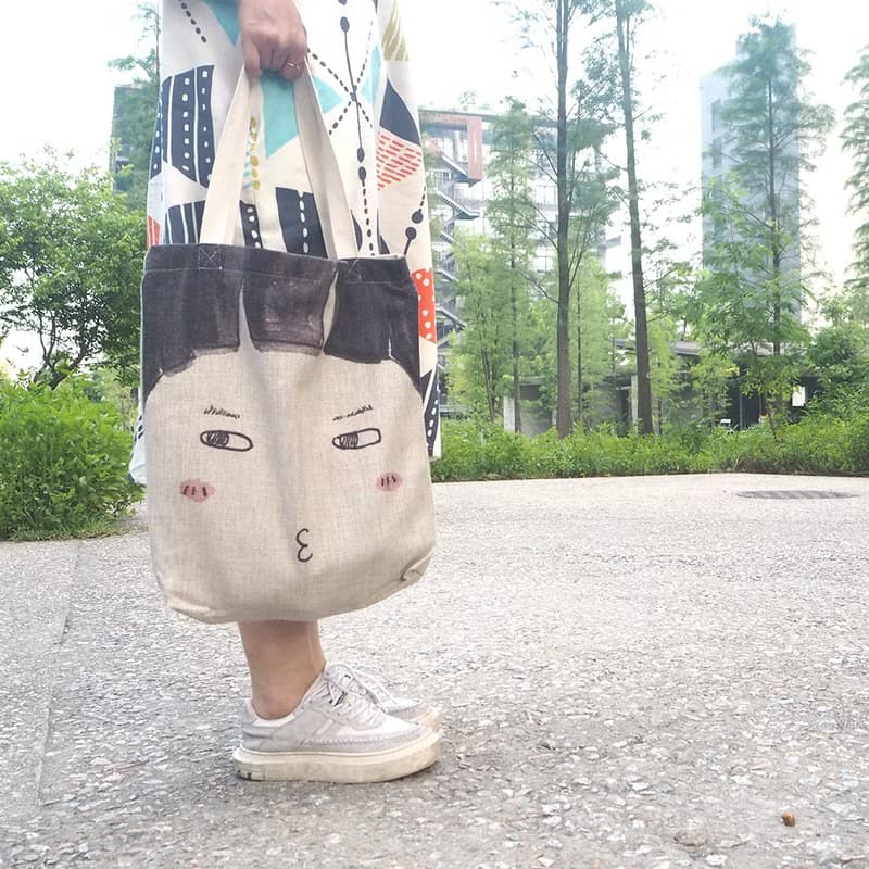 啊啊啊~我的臉真的超大超實用/棉麻背包/單肩包/環保袋