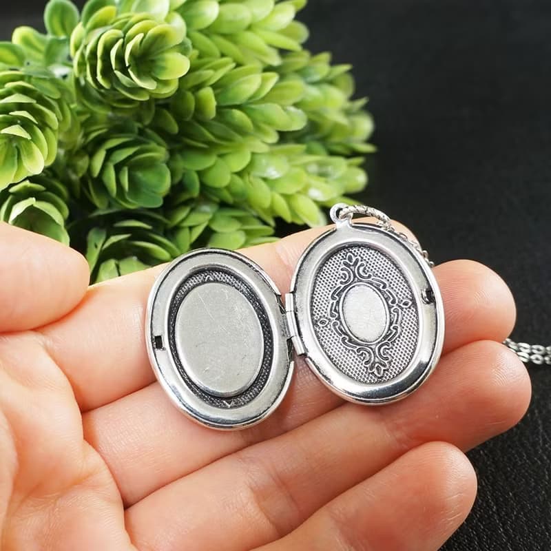 Guardian Angel Cherub Cameo Silver Locket Ivory Black Pendant Necklace Jewelry