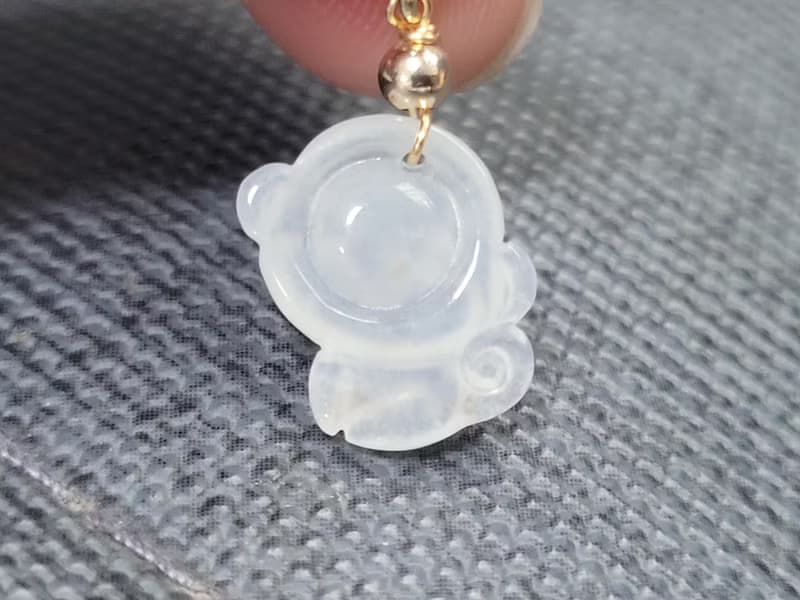 【親翠】天然翡翠 高白冰透起瑩剛精緻可愛小猴項鍊 | 生肖猴