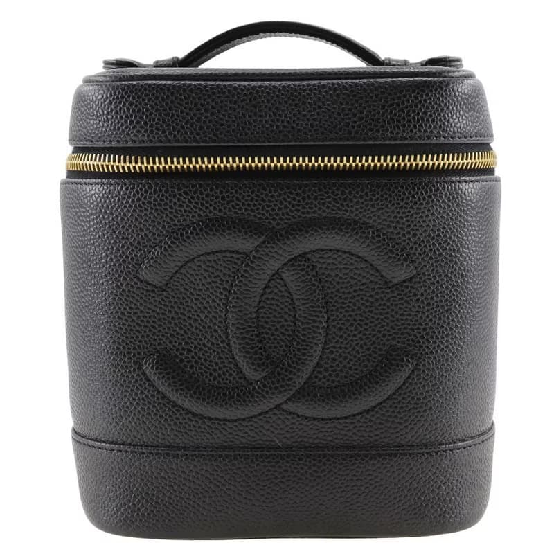 【日本直送】シャネル CHANEL バニティ ポーチ ハンドバッグ A01998 キャビアスキン 黒 レディース【中古】