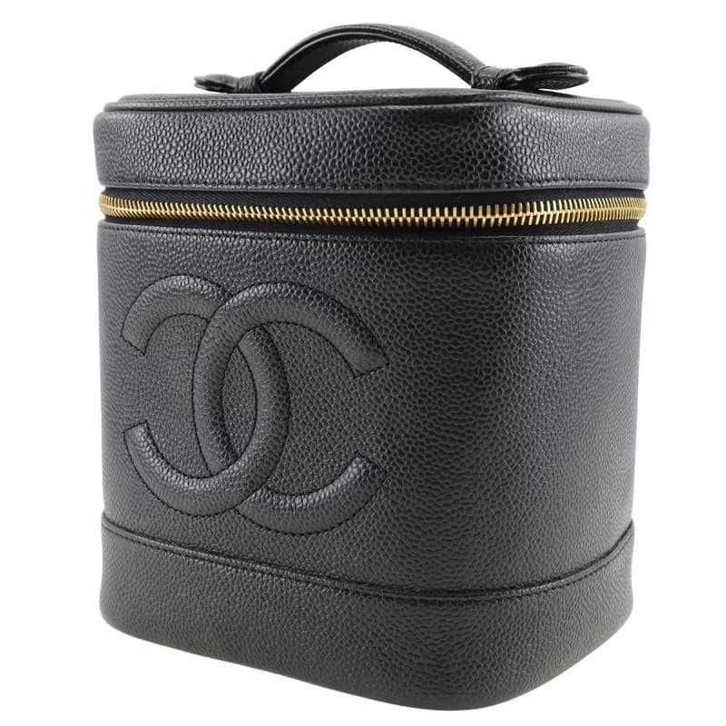 【日本直送】シャネル CHANEL バニティ ポーチ ハンドバッグ A01998 キャビアスキン 黒 レディース【中古】