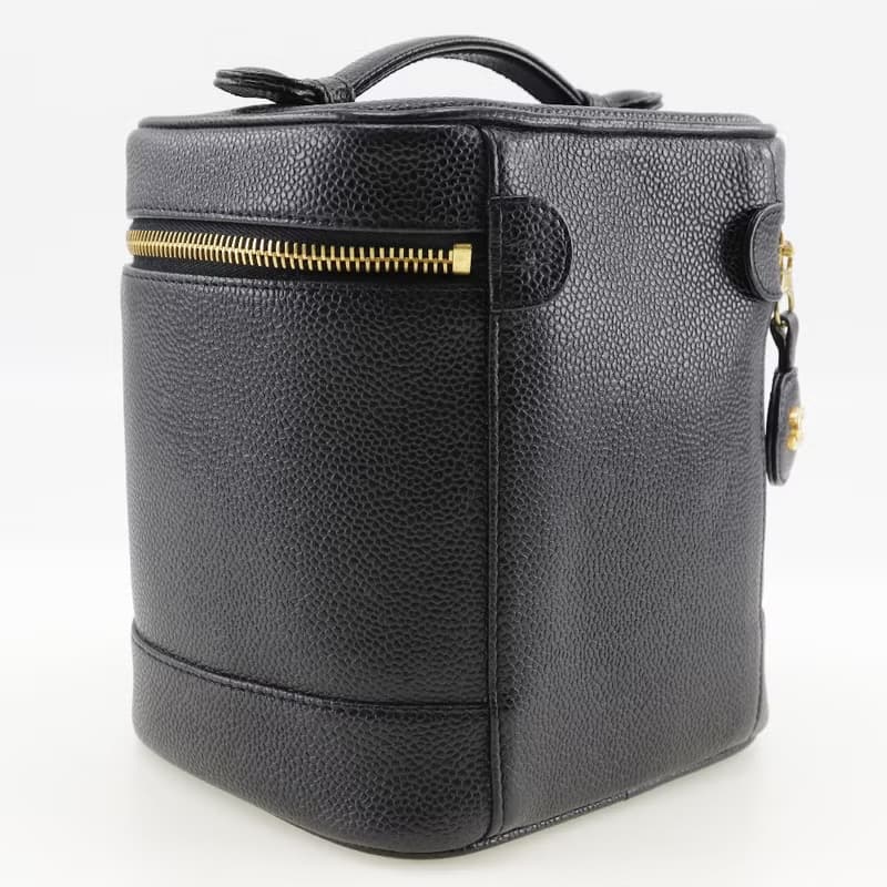【日本直送】シャネル CHANEL バニティ ポーチ ハンドバッグ A01998 キャビアスキン 黒 レディース【中古】