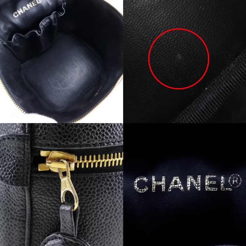 【日本直送】シャネル CHANEL バニティ ポーチ ハンドバッグ A01998 キャビアスキン 黒 レディース【中古】