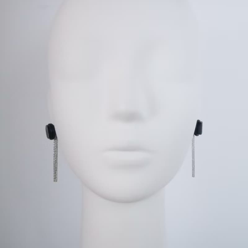 兩戴式・藍色中古珠光流蘇長款復古耳環耳釘耳夾送禮情侶設計原創
