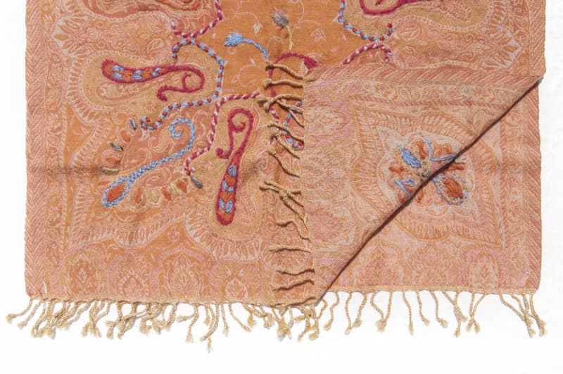 水煮羊毛披肩/針織圍巾/刺繡圍巾/羊絨披巾/喀什米爾Cashmere-花