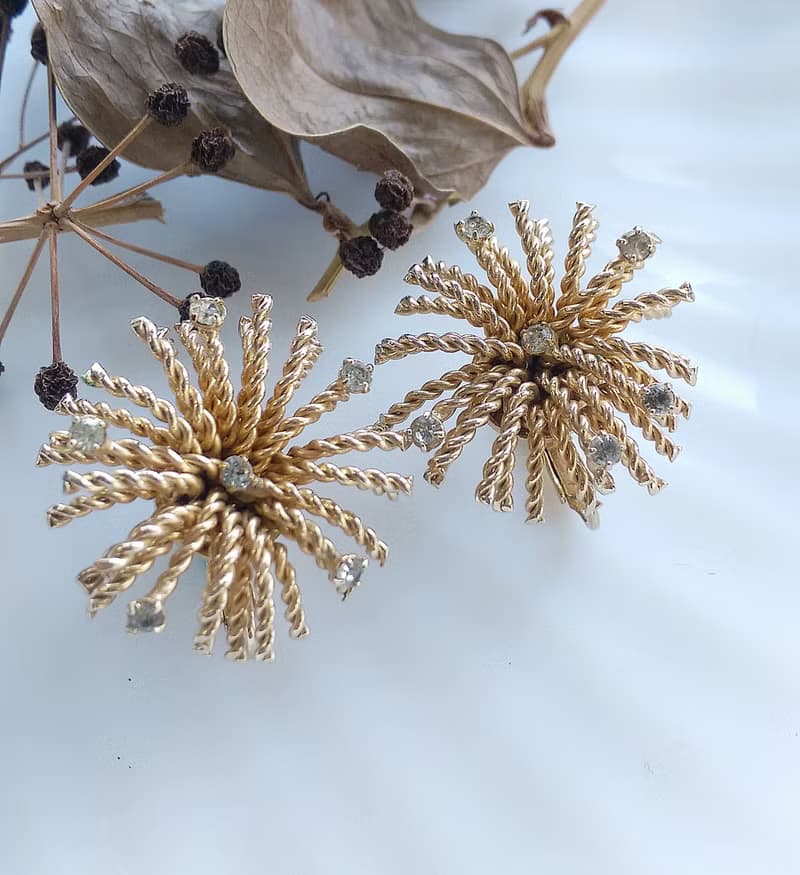 Vintage Jewelry 西洋古董飾品 BERGERE 燦爛煙花 鑽花 夾式耳環