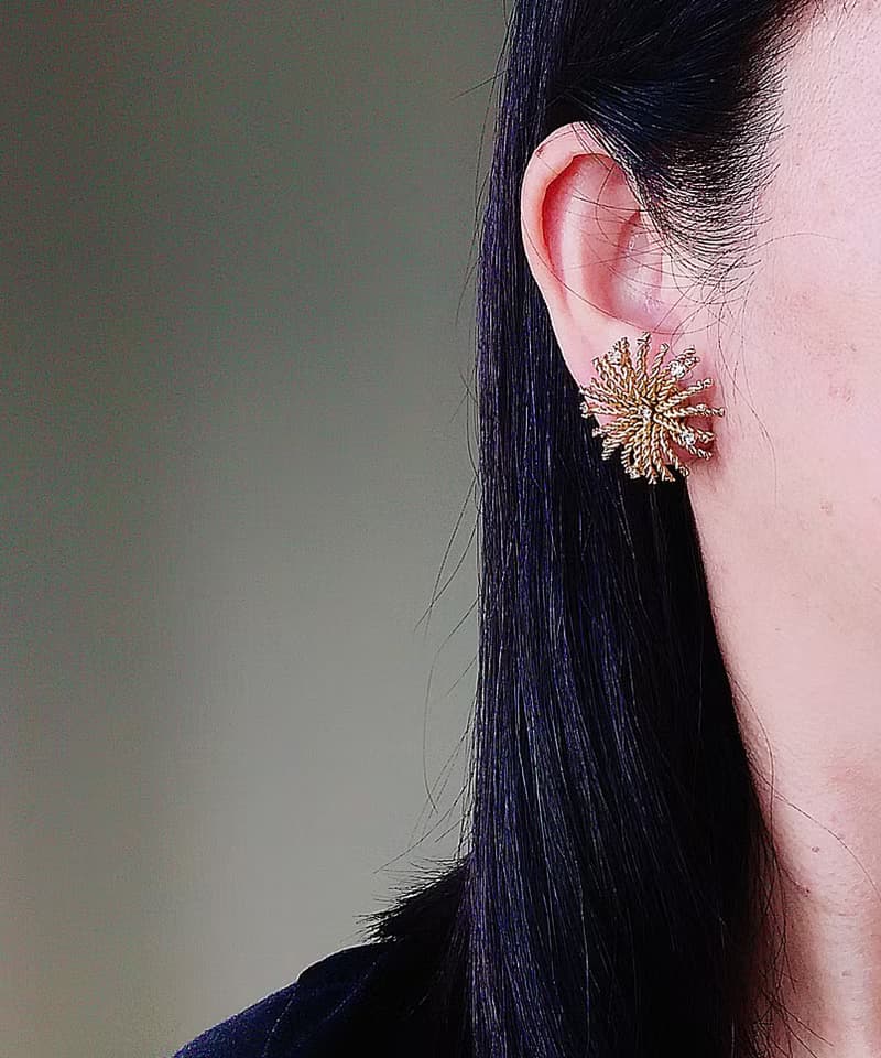 Vintage Jewelry 西洋古董飾品 BERGERE 燦爛煙花 鑽花 夾式耳環