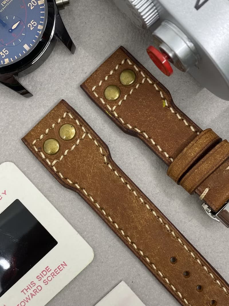咖啡色復古風皮革飛行員腕錶帶22mm 20mm 錶帶訂製 IWC Big Pilot