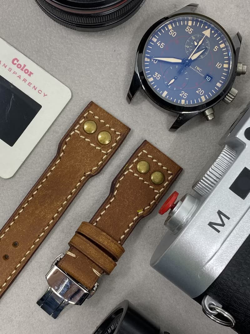 咖啡色復古風皮革飛行員腕錶帶22mm 20mm 錶帶訂製 IWC Big Pilot