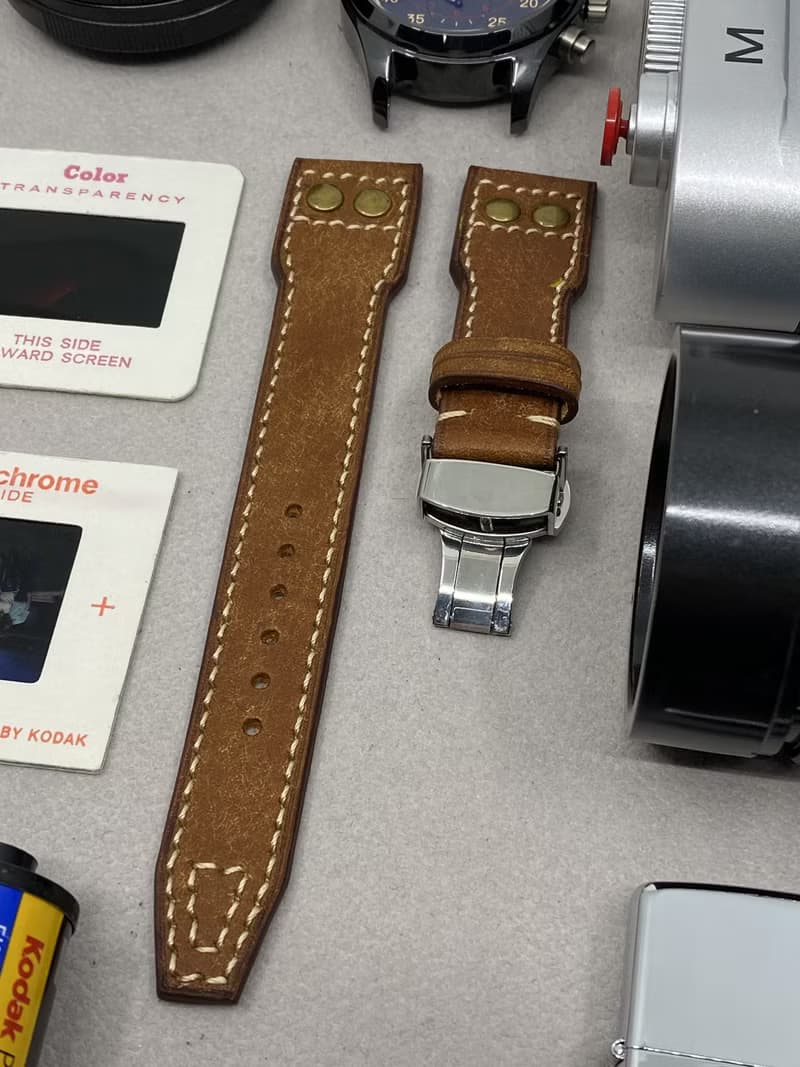 咖啡色復古風皮革飛行員腕錶帶22mm 20mm 錶帶訂製 IWC Big Pilot
