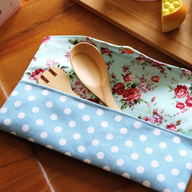 文青風環保筷袋 ~傾訴花情 藍 收納包.環保筷袋.手作餐具袋
