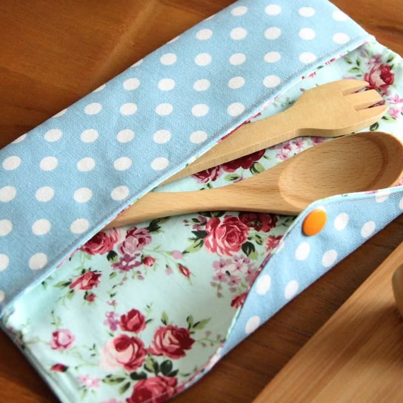 文青風環保筷袋 ~傾訴花情 藍 收納包.環保筷袋.手作餐具袋