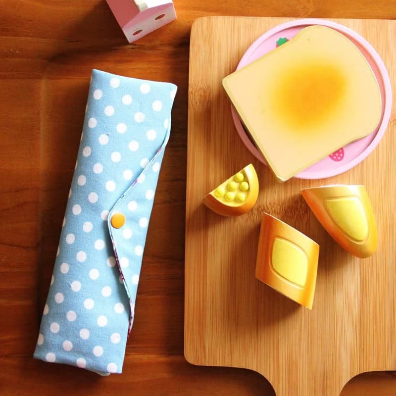 文青風環保筷袋 ~傾訴花情 藍 收納包.環保筷袋.手作餐具袋