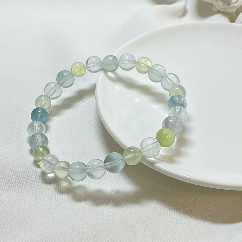 【嚴選】碎冰海藍寶 清透漸變葡萄石 藍綠螢石 水晶手鍊