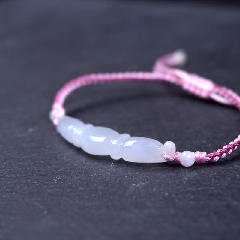 冰種翡翠蓮藕編織手鍊 | 天然緬甸玉A貨翡翠 | 送禮