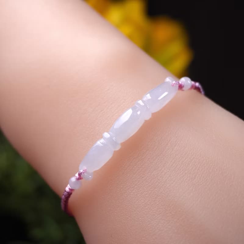 冰種翡翠蓮藕編織手鍊 | 天然緬甸玉A貨翡翠 | 送禮