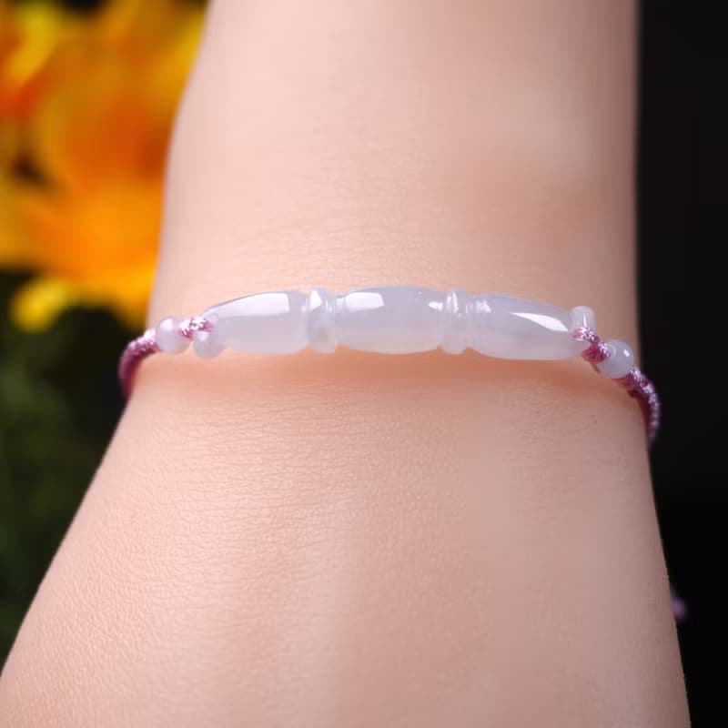 冰種翡翠蓮藕編織手鍊 | 天然緬甸玉A貨翡翠 | 送禮