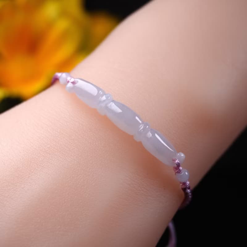 冰種翡翠蓮藕編織手鍊 | 天然緬甸玉A貨翡翠 | 送禮