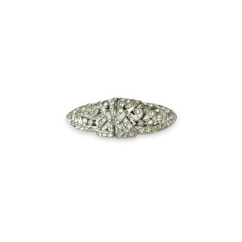 Antique USA Coro Duette Brooch Signed Patented Rhodium Plated Art Deco 1930s