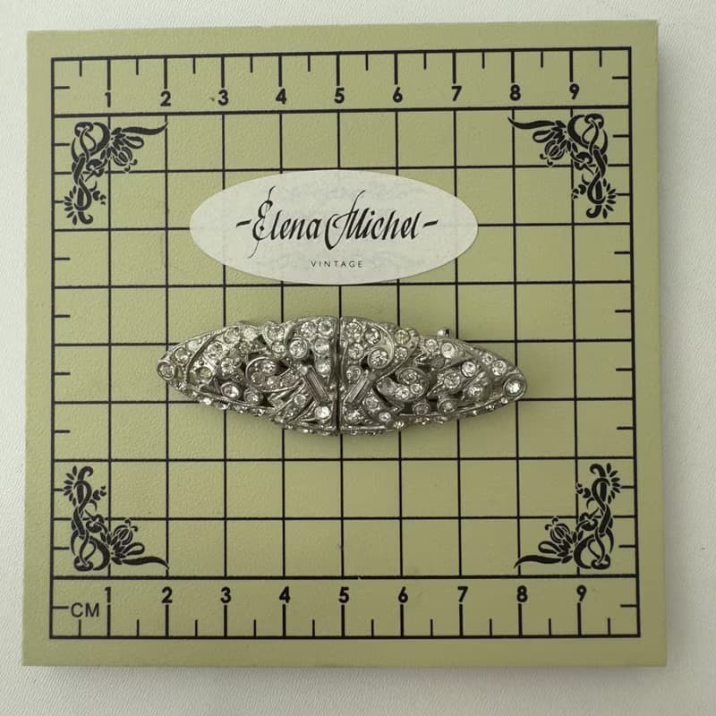 Antique USA Coro Duette Brooch Signed Patented Rhodium Plated Art Deco 1930s